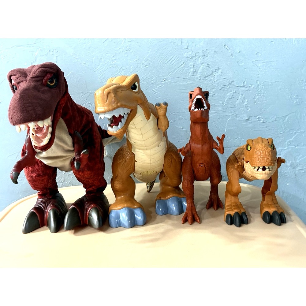 Lot Of 4 T-REX Dinosaur Hasbro, Imaginxt, Thrashing, WM-H20200415 Tested Working